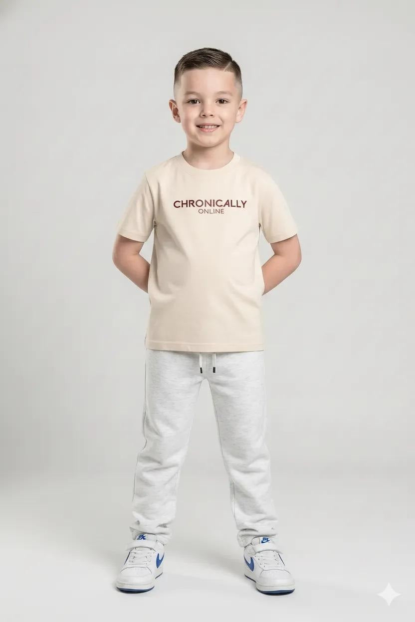 Boys White Melange Regular Fit Joggers