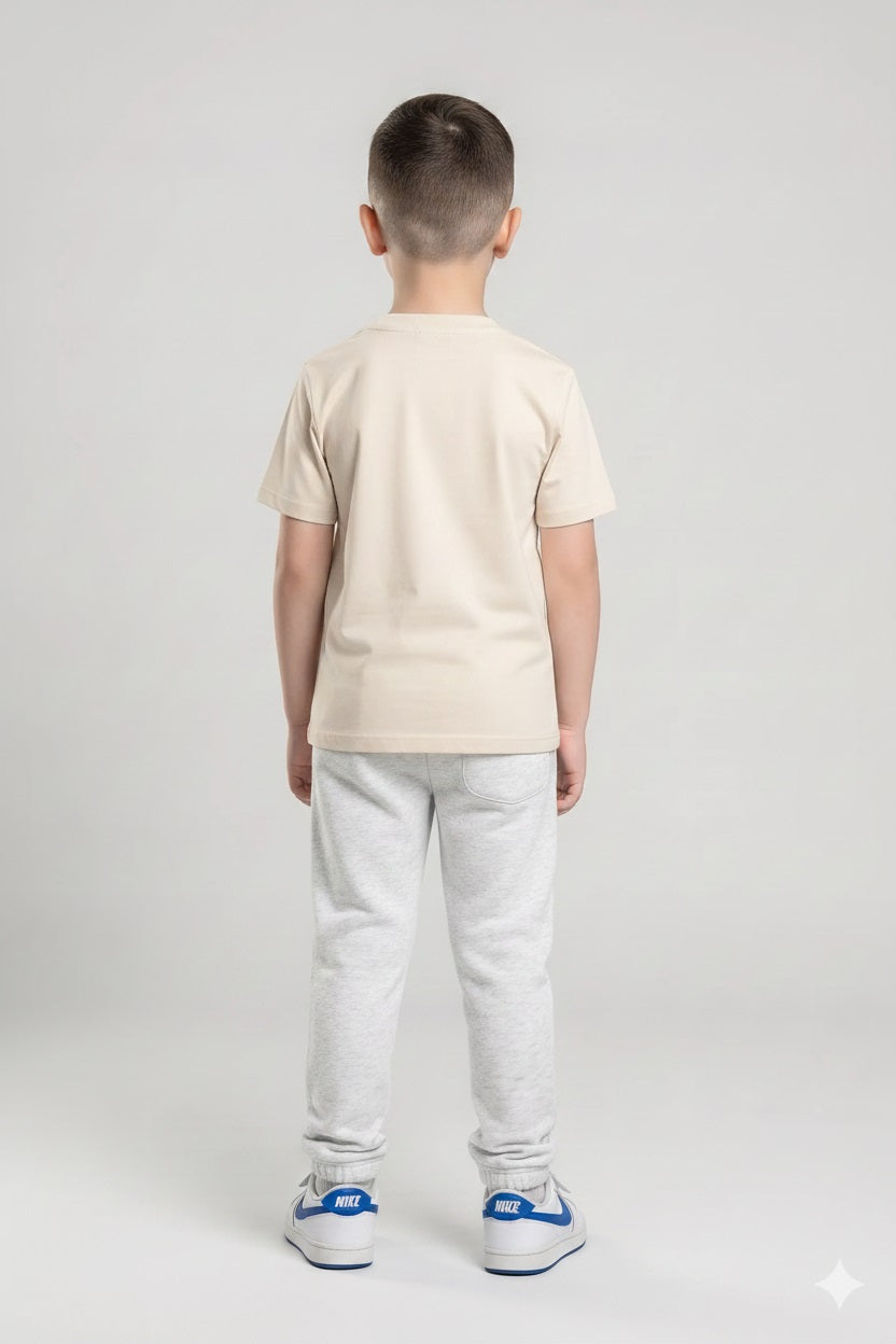 Boys White Melange Regular Fit Joggers