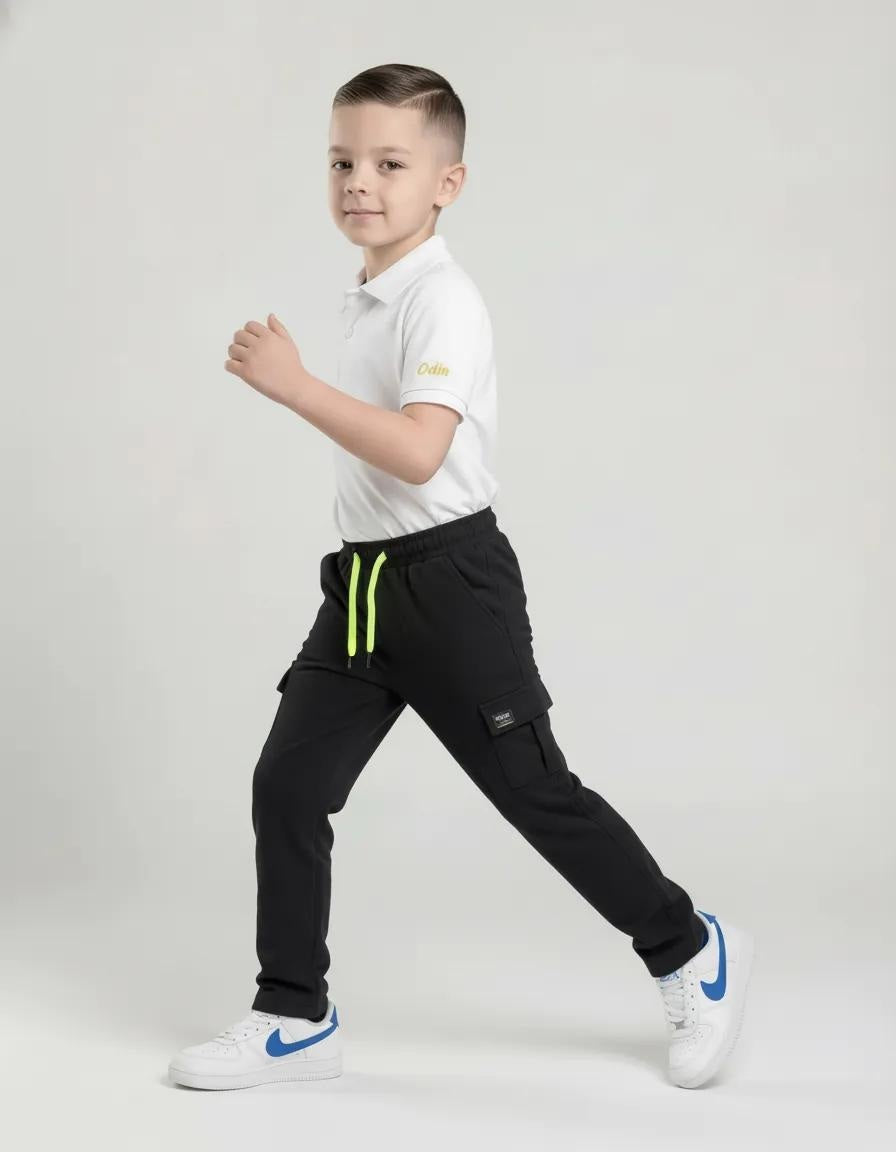 Octave Boys Black Regular Fit Track Pants