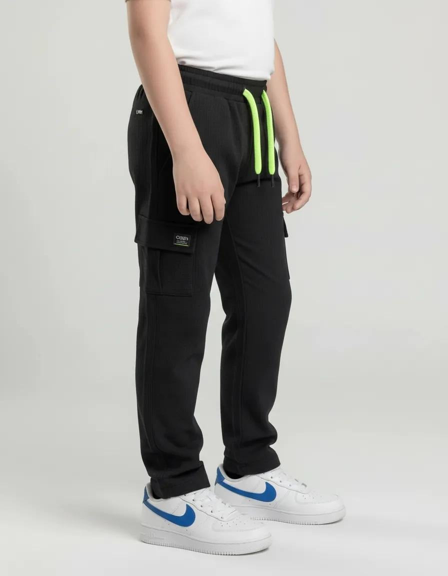 Octave Boys Black Regular Fit Track Pants