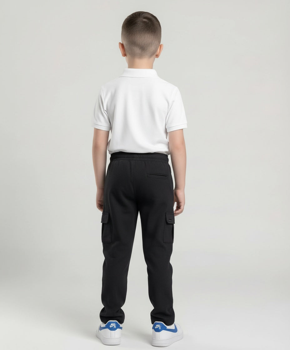 Octave Boys Black Regular Fit Track Pants