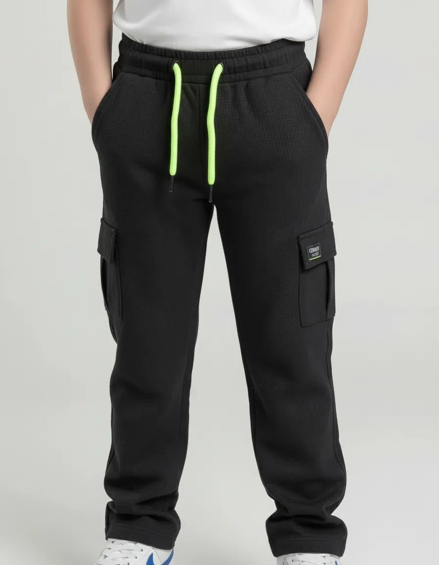 Octave Boys Black Regular Fit Track Pants