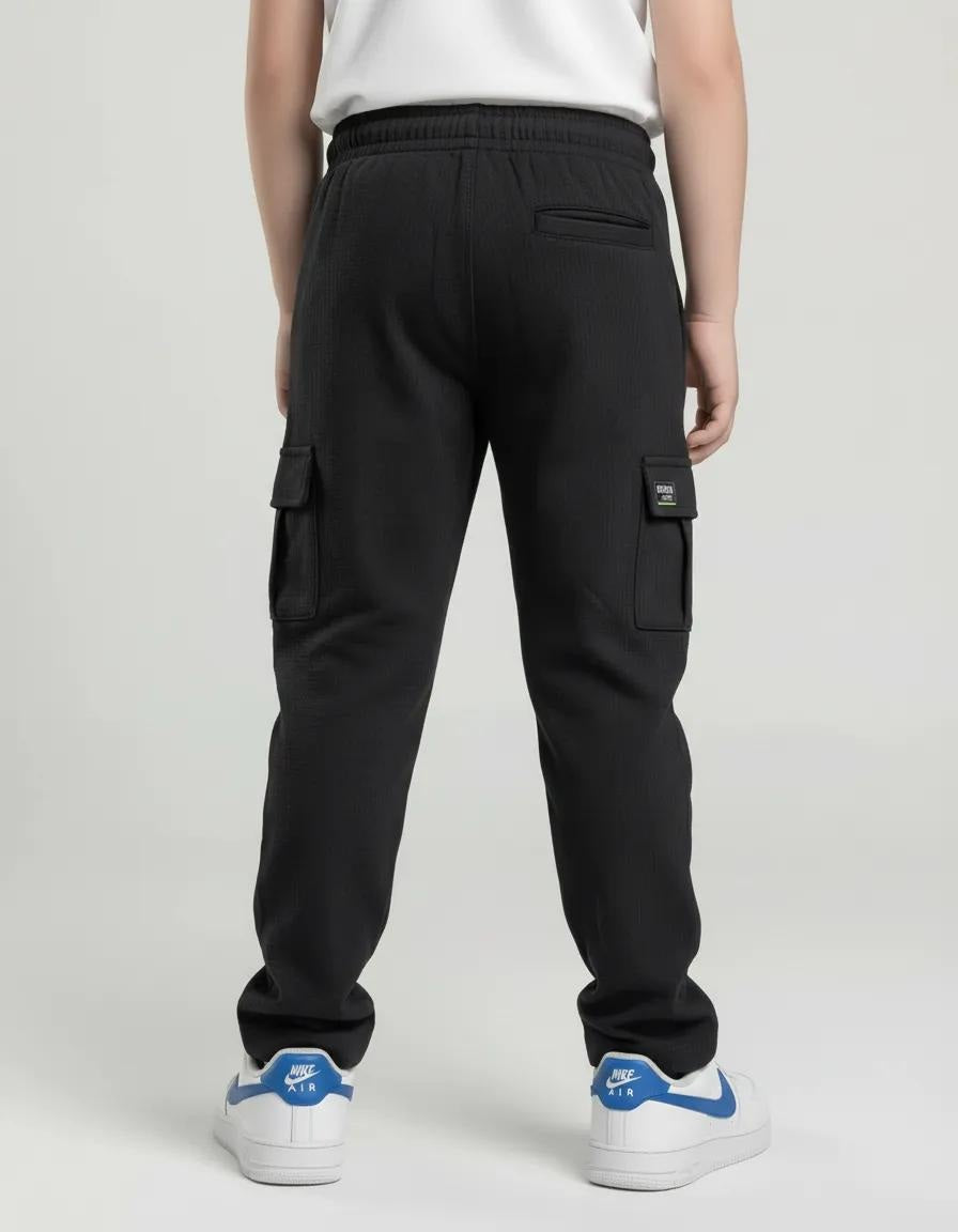 Octave Boys Black Regular Fit Track Pants
