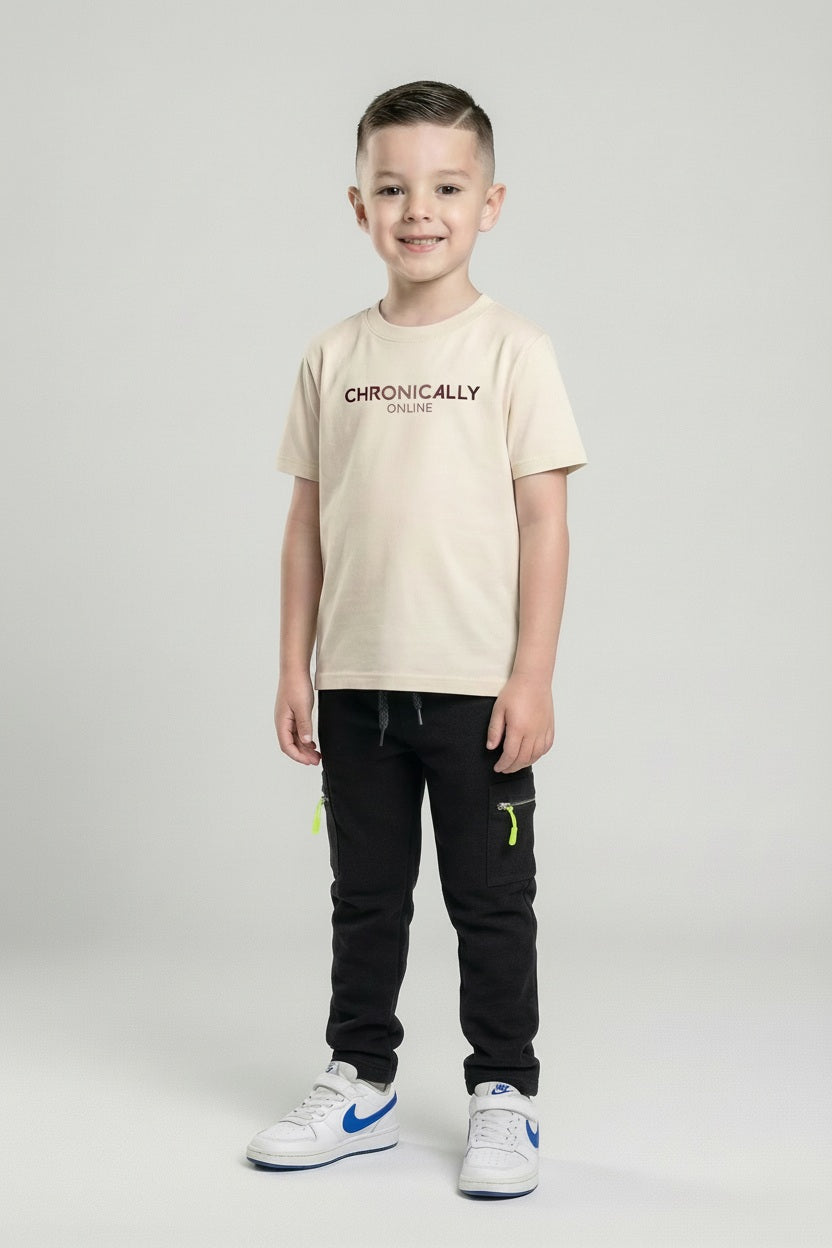 Octave Boys Black Regular Fit Track Pants