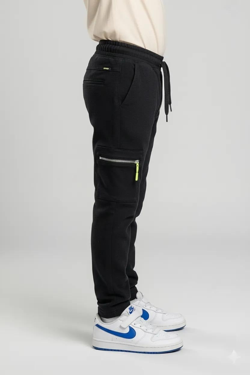 Octave Boys Black Regular Fit Track Pants
