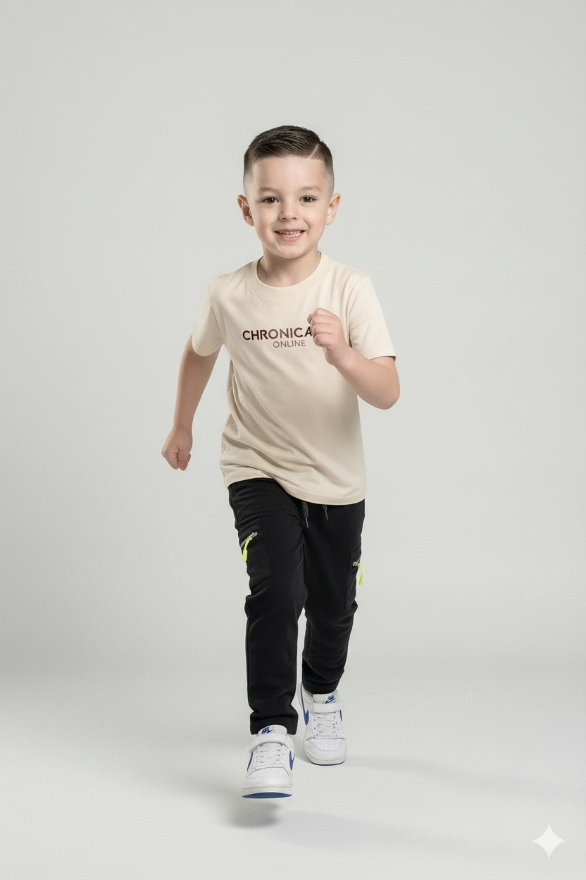 Octave Boys Black Regular Fit Track Pants