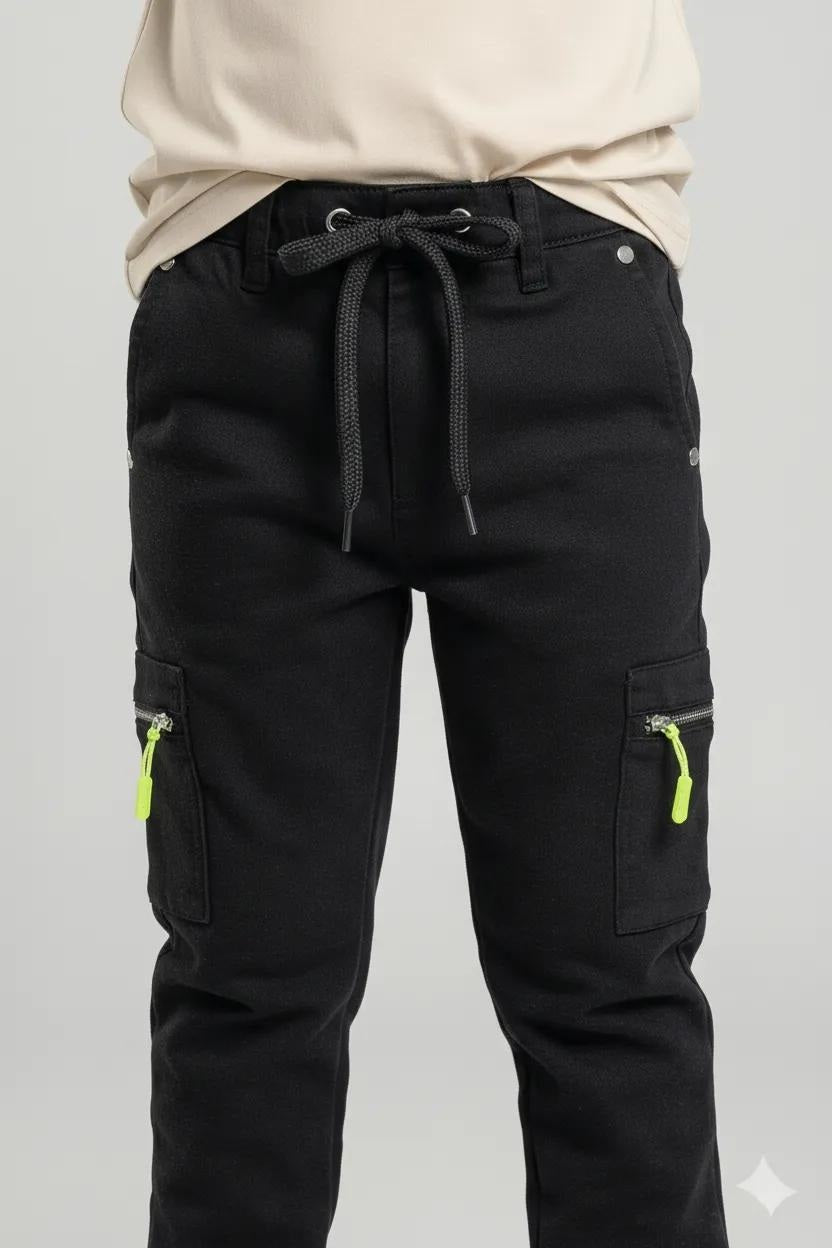 Octave Boys Black Regular Fit Track Pants