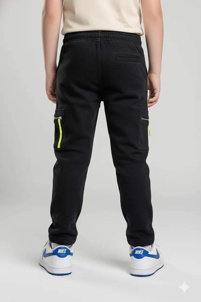 Octave Boys Black Regular Fit Track Pants