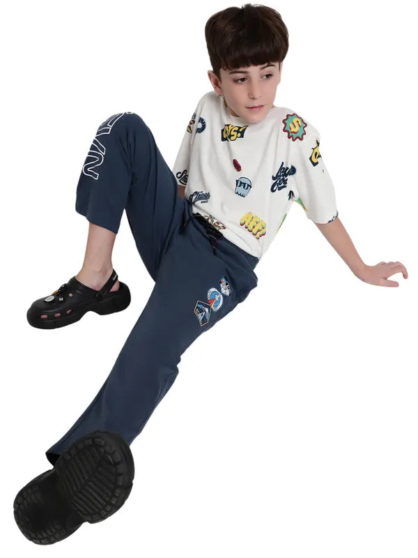 Octave Boys Printed Cotton Mid-Rise Track Pant