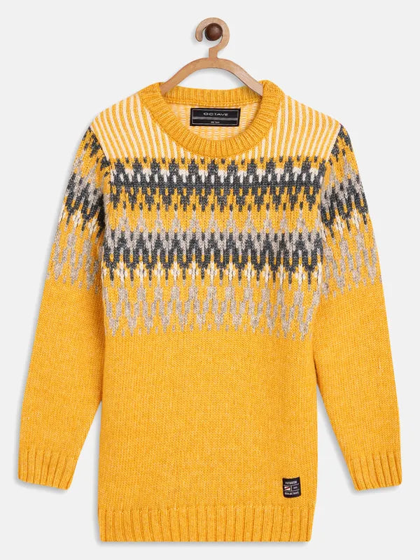 Octave Boys Yellow White Printed Pullover