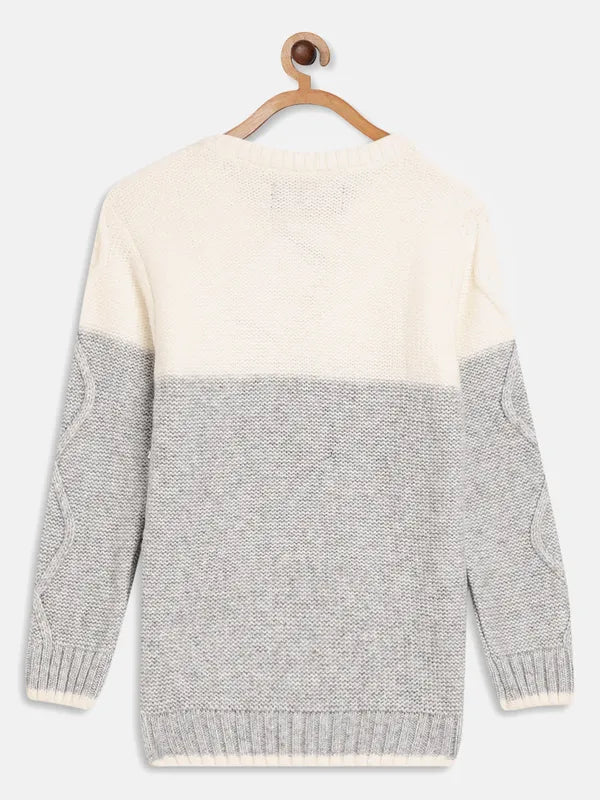 Octave Boys Grey Beige Cable Knit Pullover