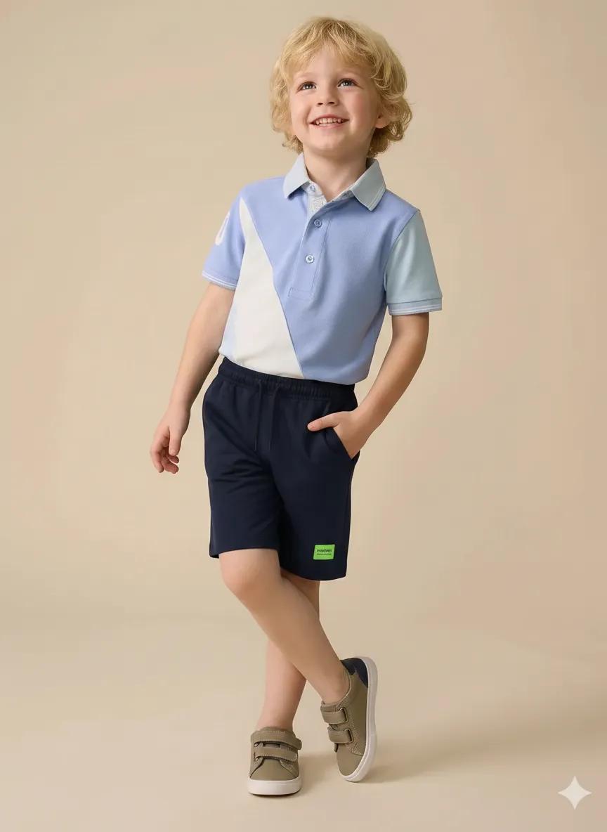 Boy Light Navy Solid Short