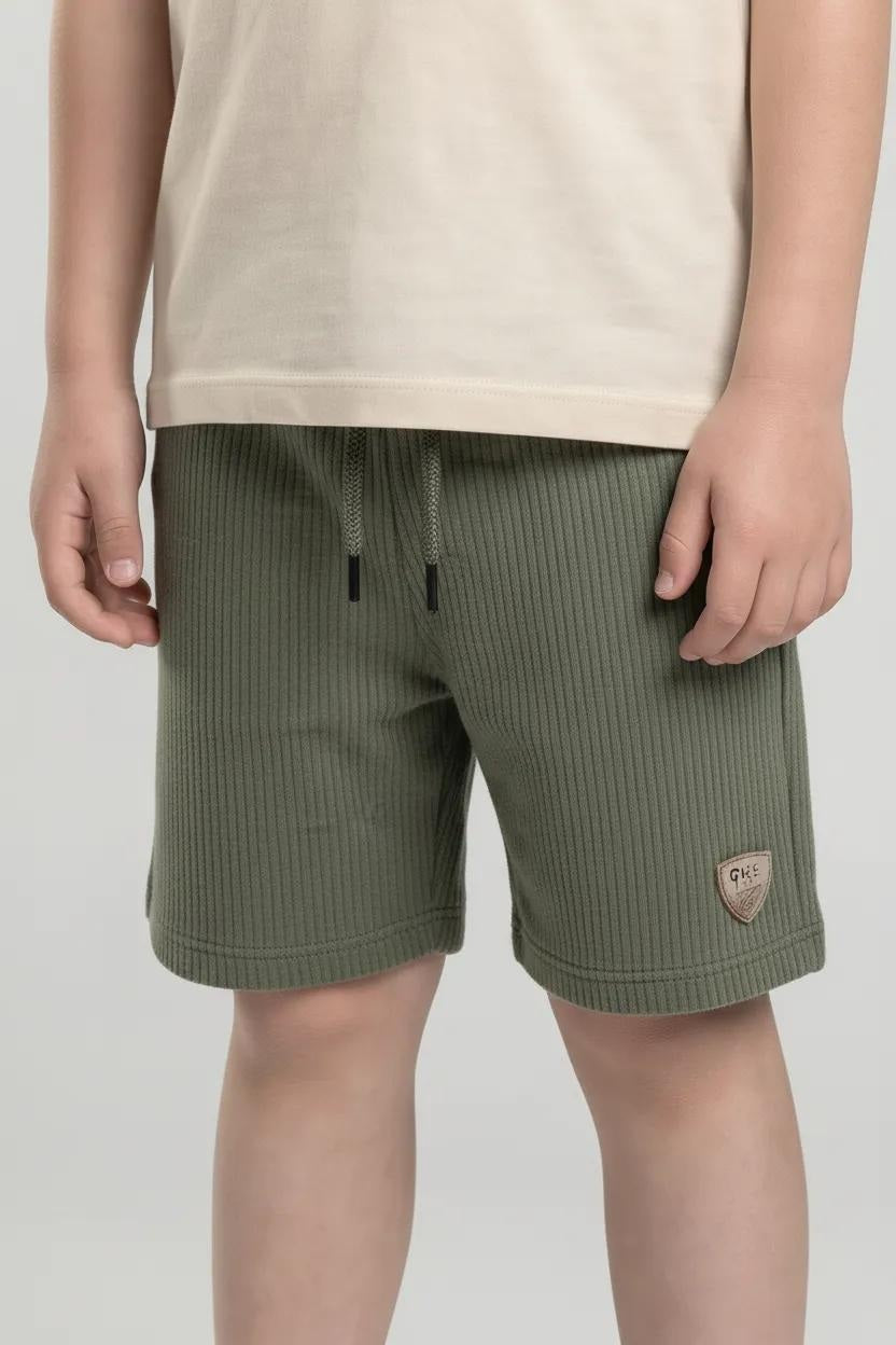 Boy Olive Solid Shorts