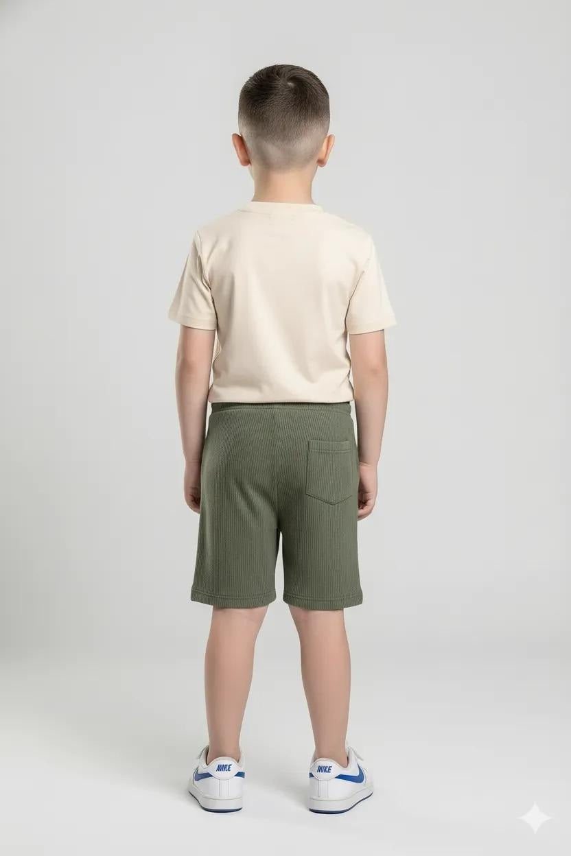 Boy Olive Solid Shorts