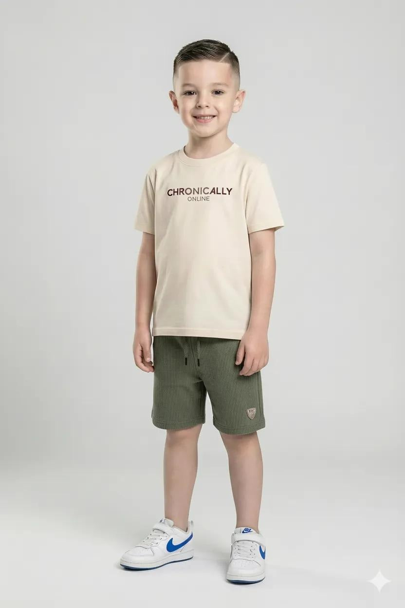 Boy Olive Solid Shorts