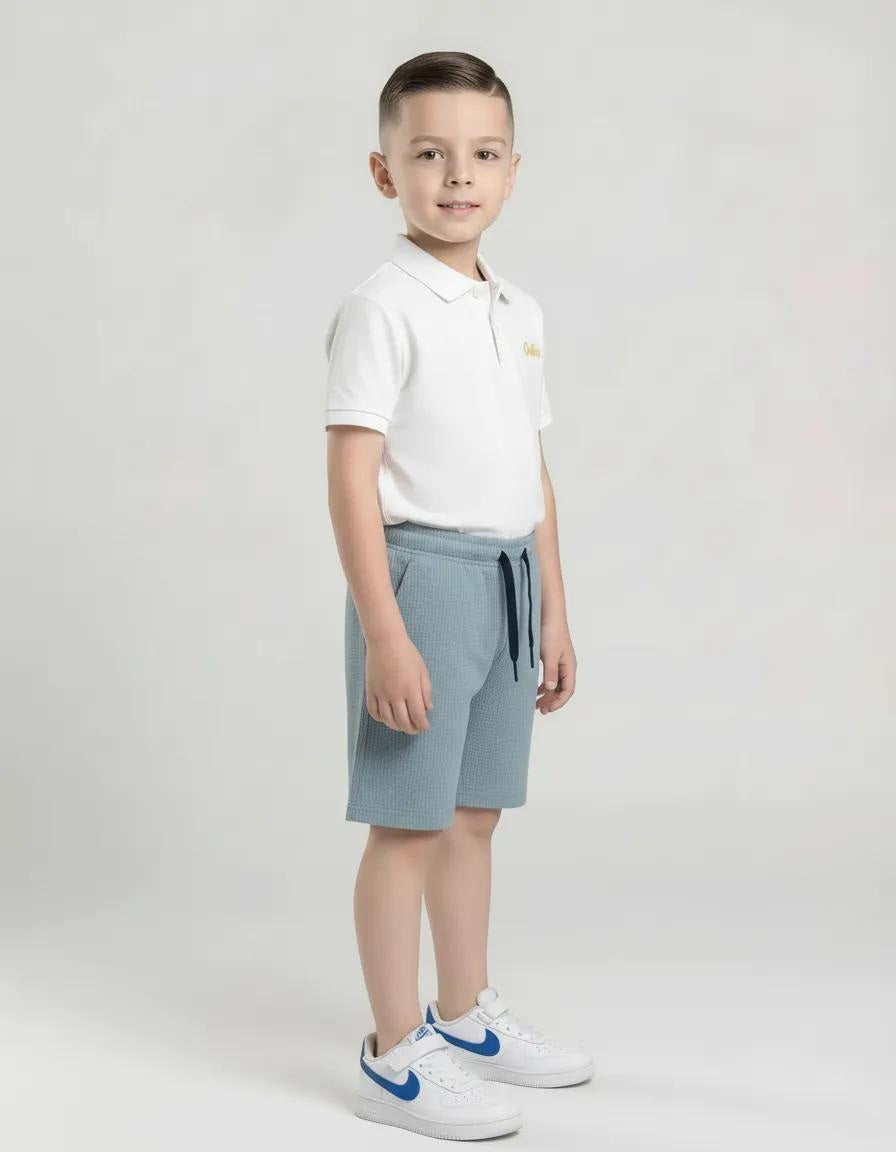 Boy Oxford Blue Solid Shorts