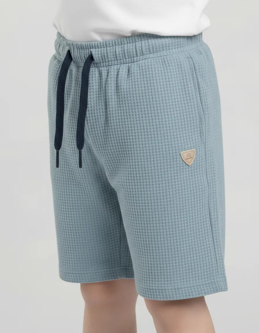 Boy Oxford Blue Solid Shorts