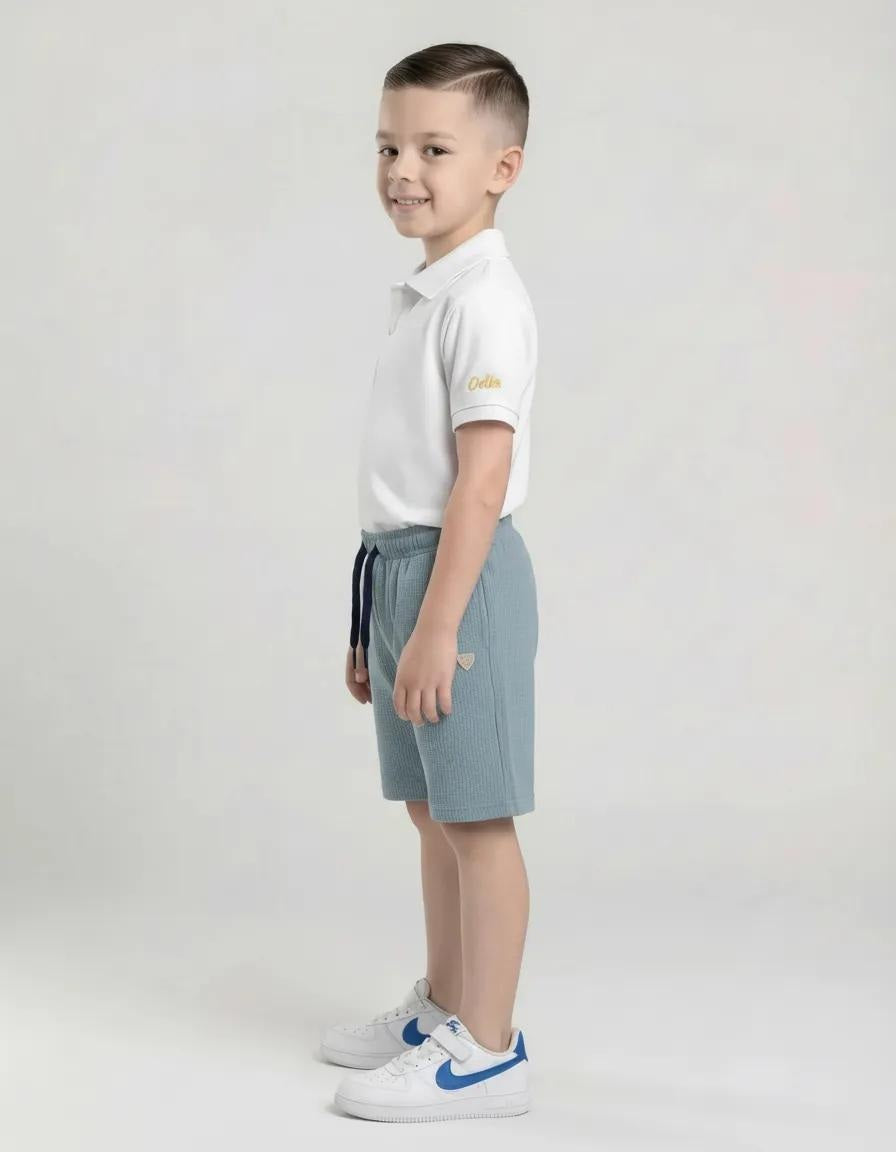 Boy Oxford Blue Solid Shorts