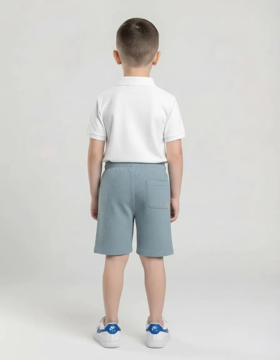 Boy Oxford Blue Solid Shorts