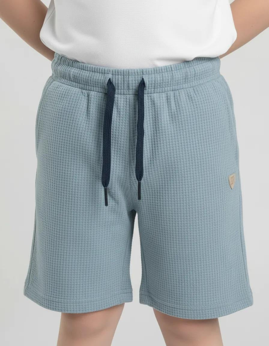 Boy Oxford Blue Solid Shorts