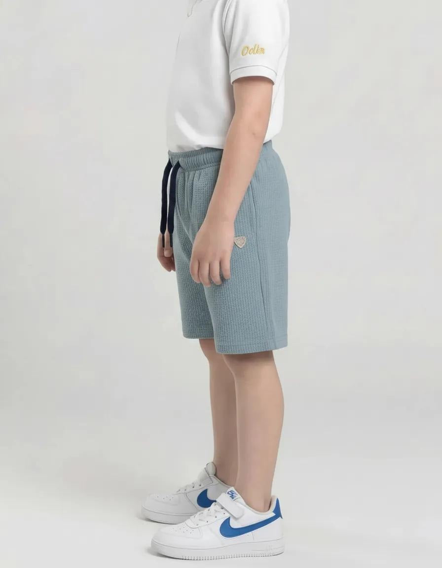 Boy Oxford Blue Solid Shorts