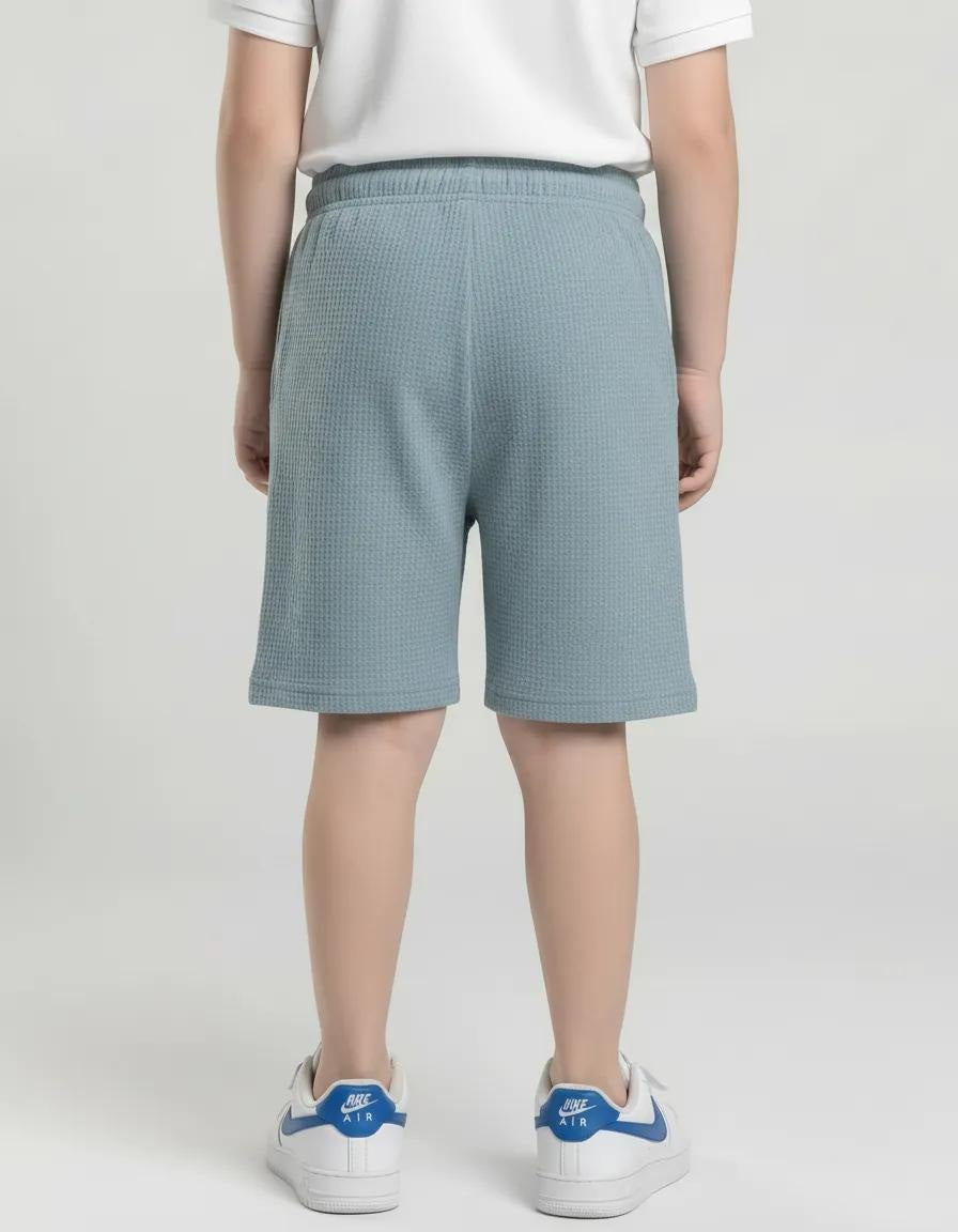 Boy Oxford Blue Solid Shorts