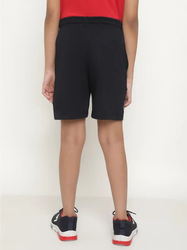 Octave Boys Typography Printed Mid Rise Knitted Cotton Sports Shorts