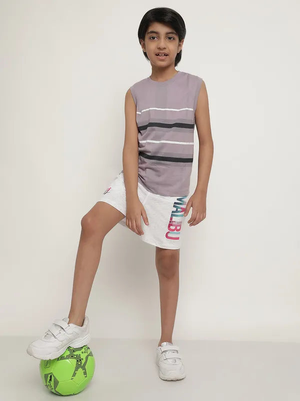 Octave Boys Typography Printed Mid Rise Cotton Sports Shorts