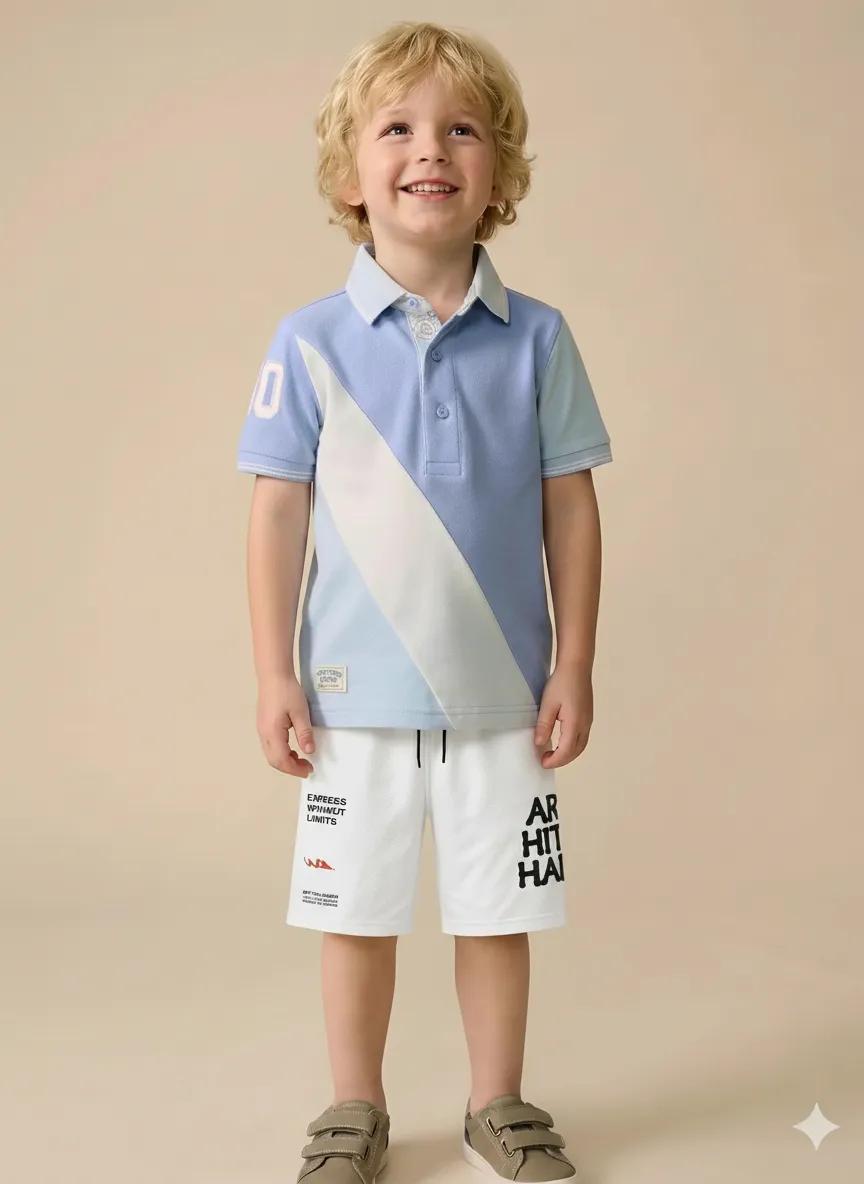Boy Off White Solid Short
