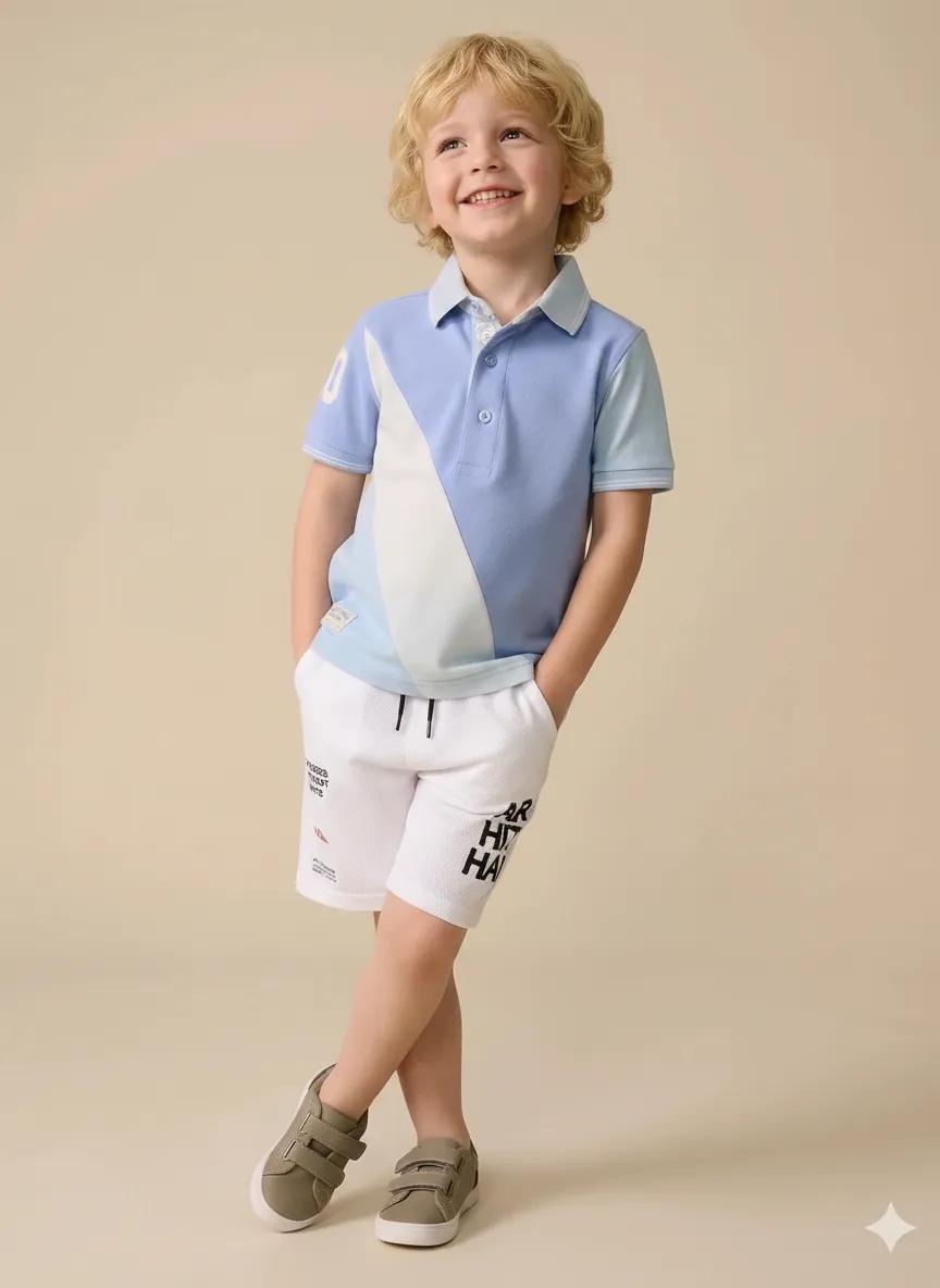 Boy Off White Solid Short