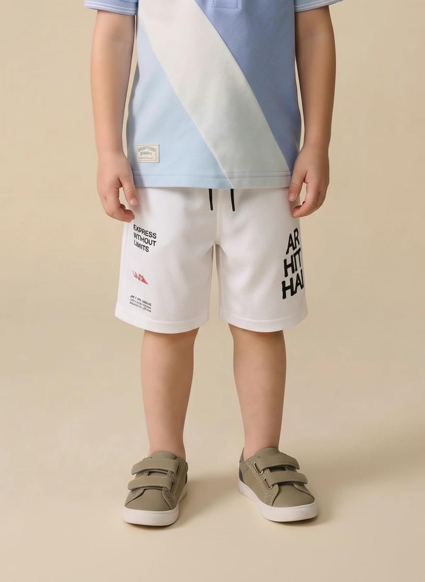 Boy Off White Solid Short