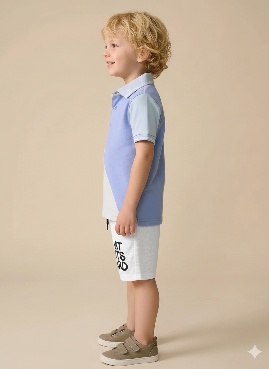 Boy Off White Solid Short