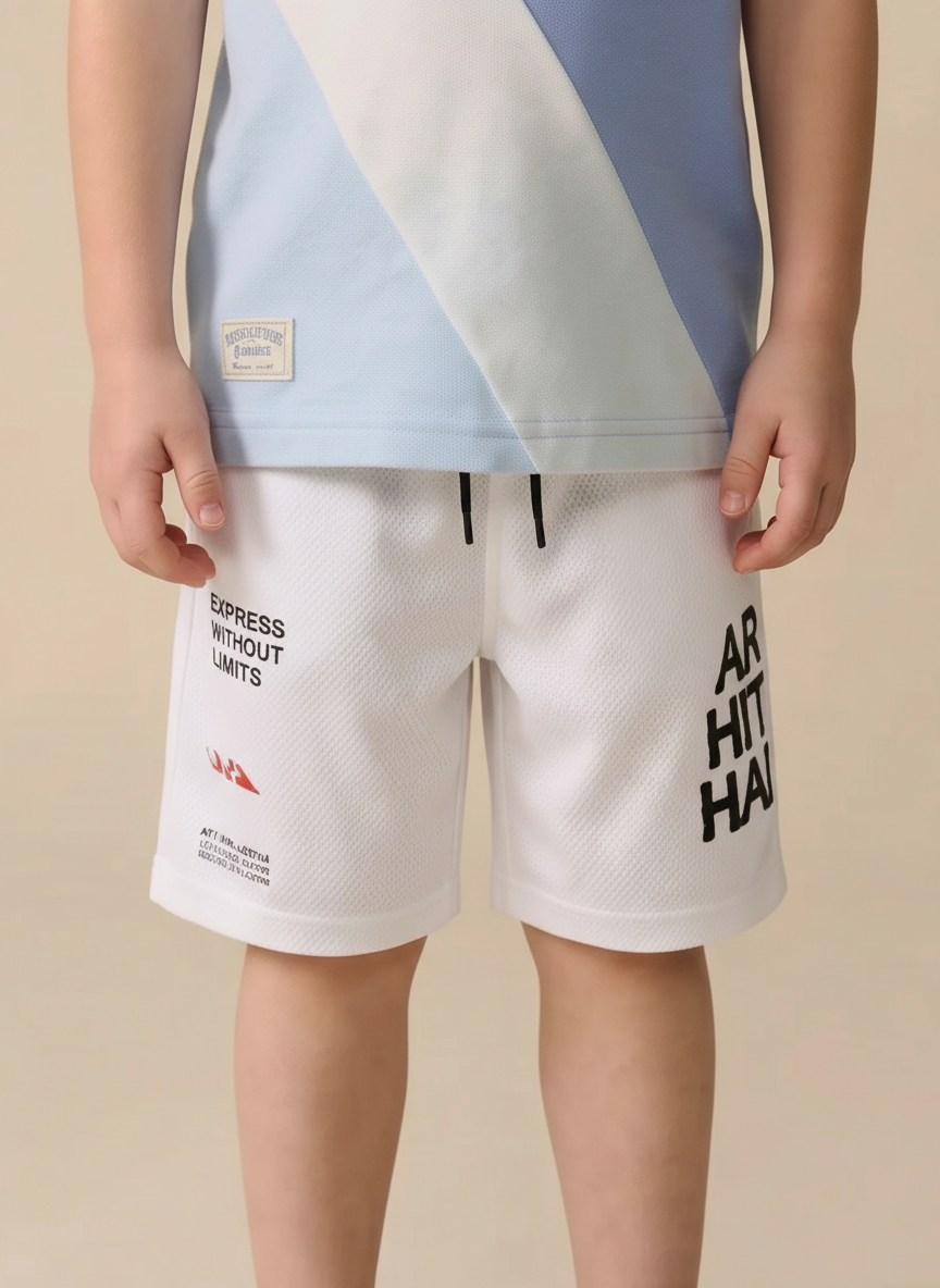Boy Off White Solid Short