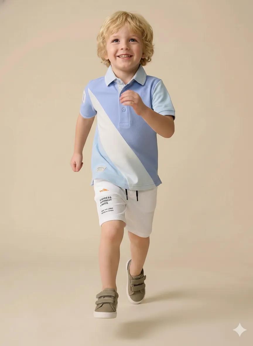 Boy Off White Solid Short