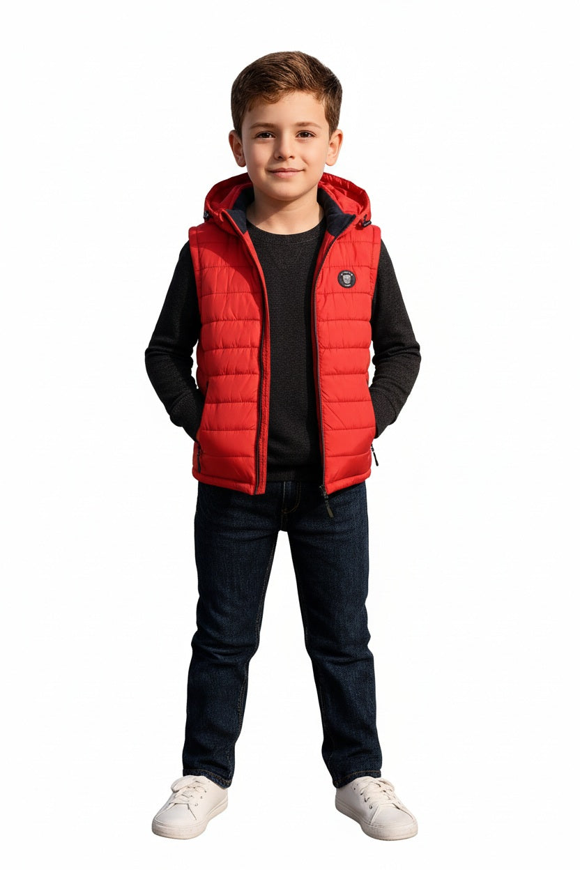 Boys Hooded Solid Puffer Jacket