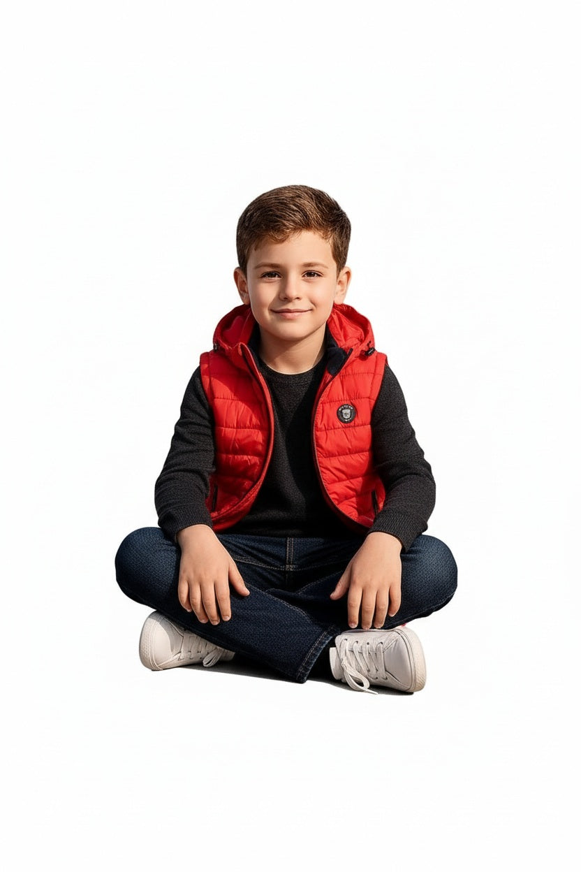 Boys Hooded Solid Puffer Jacket