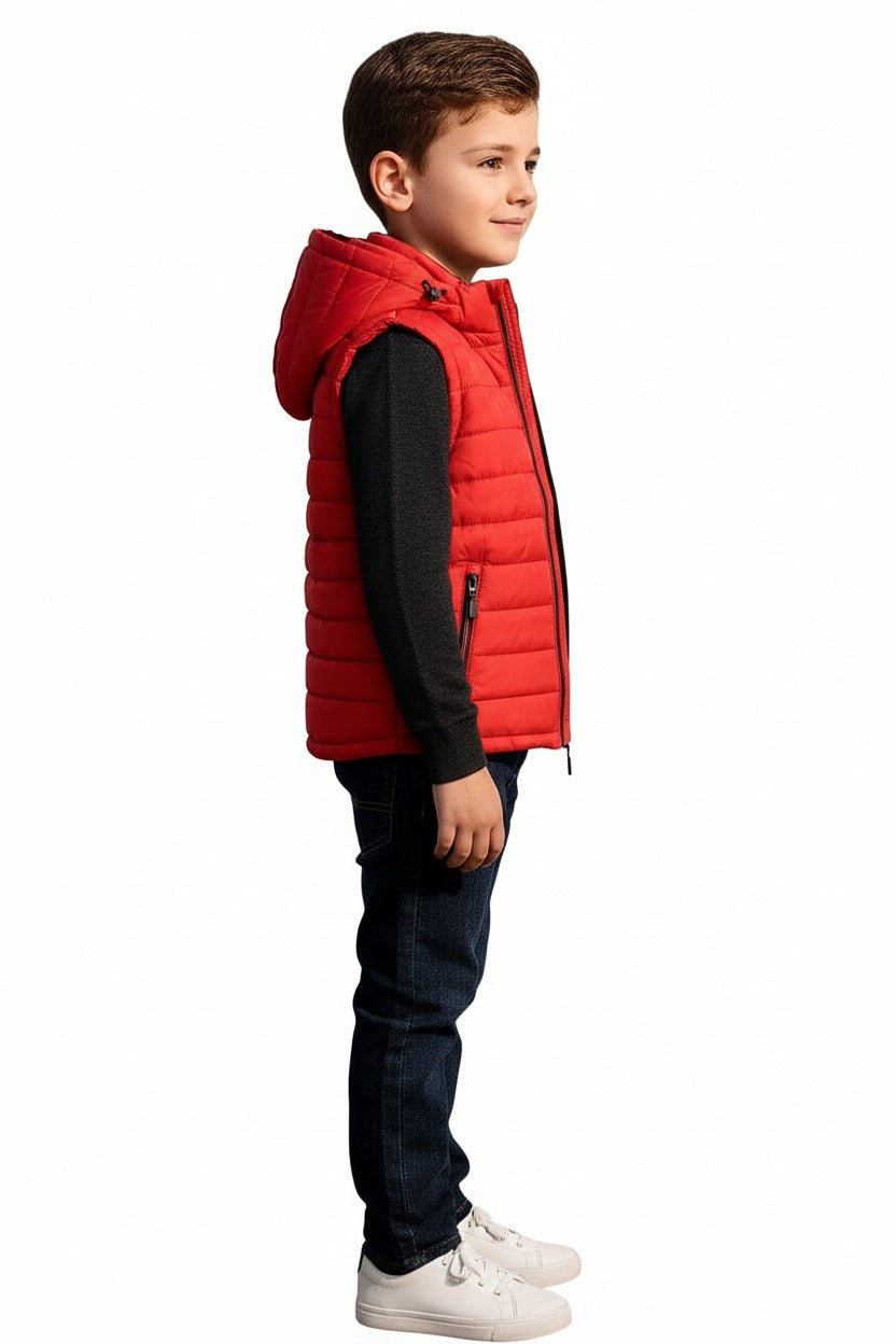 Boys Hooded Solid Puffer Jacket