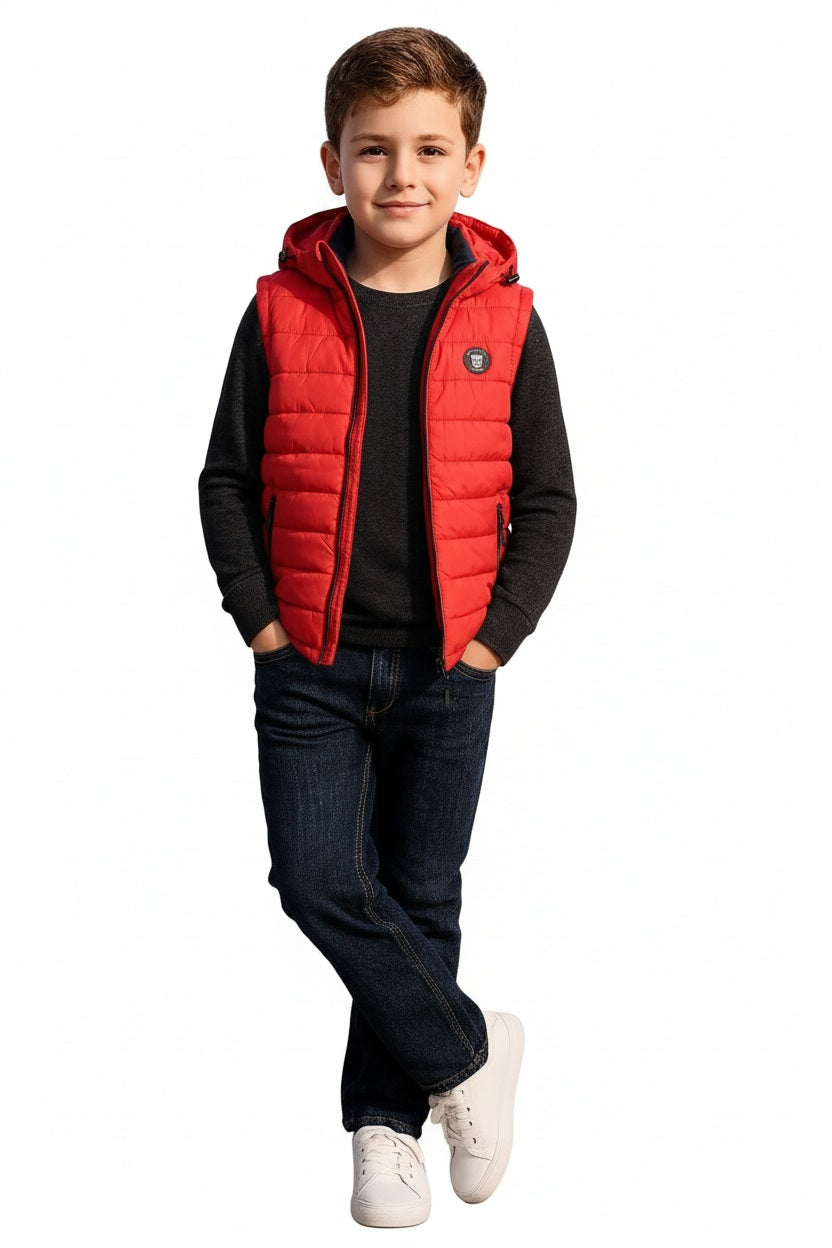 Boys Hooded Solid Puffer Jacket