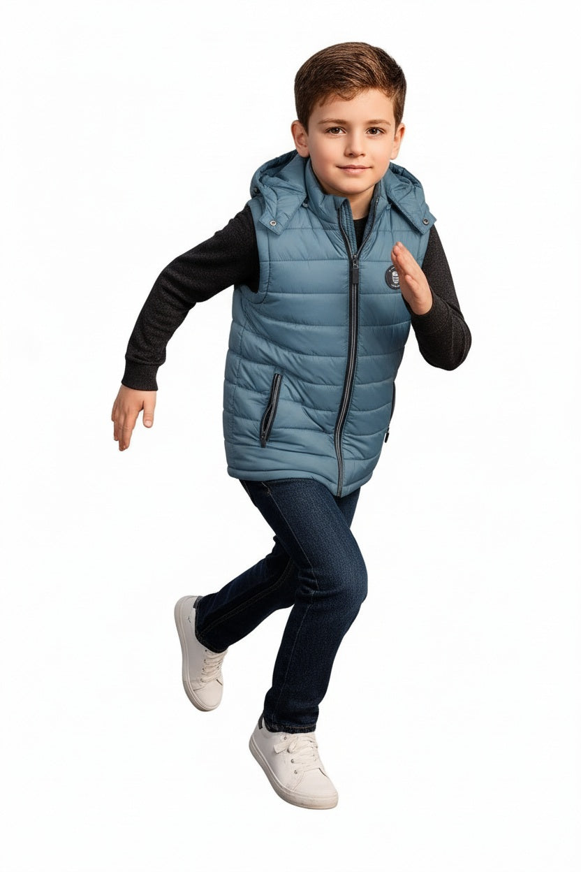 Boys Hooded Solid Puffer Jacket