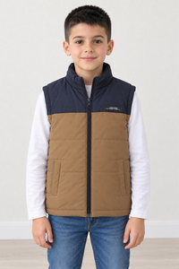 Junior Boys’ Woven Quilted Full-Zip Gilet – Navy
