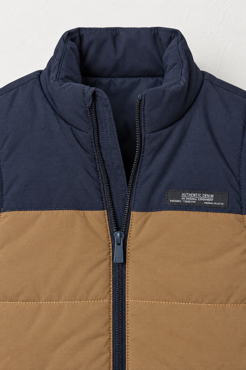 Junior Boys’ Woven Quilted Full-Zip Gilet – Navy