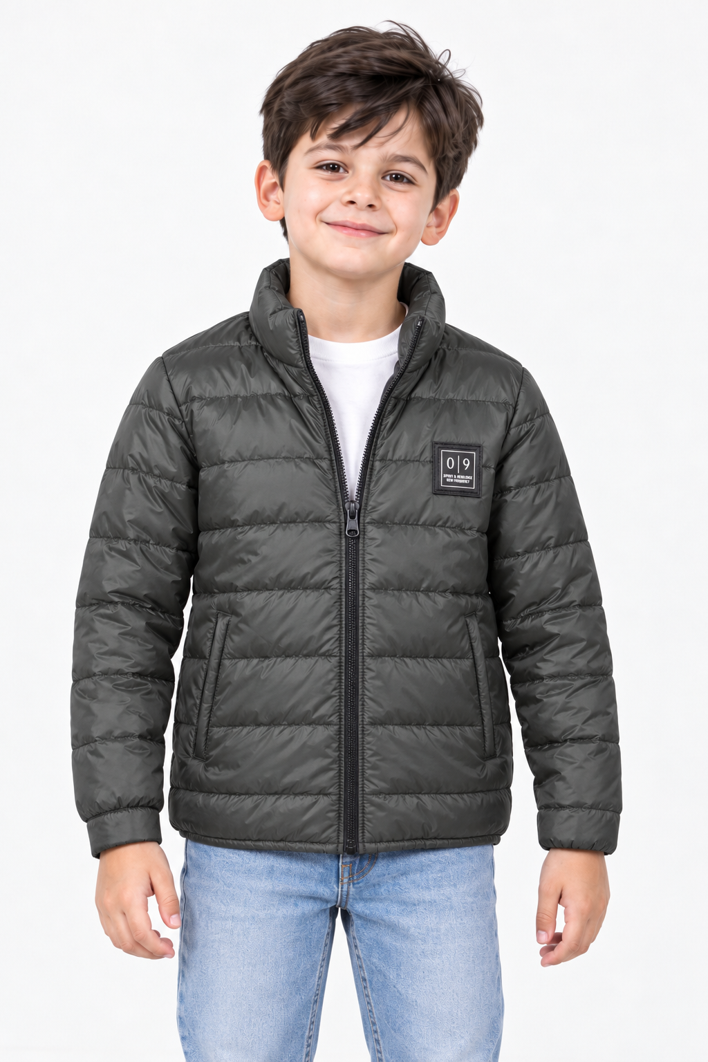 Junior Boys Woven Reversible Puffer Jacket – Regular Fit Full-Zip Quilted Winter Jacket