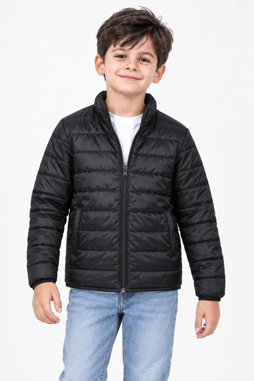 Junior Boys Woven Reversible Puffer Jacket – Regular Fit Full-Zip Quilted Winter Jacket