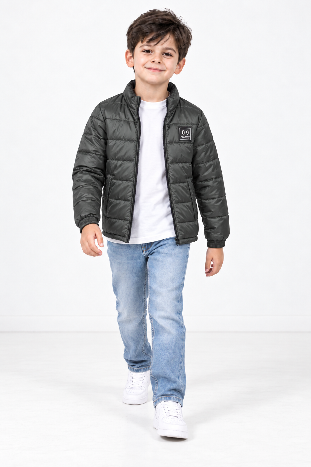 Junior Boys Woven Reversible Puffer Jacket – Regular Fit Full-Zip Quilted Winter Jacket