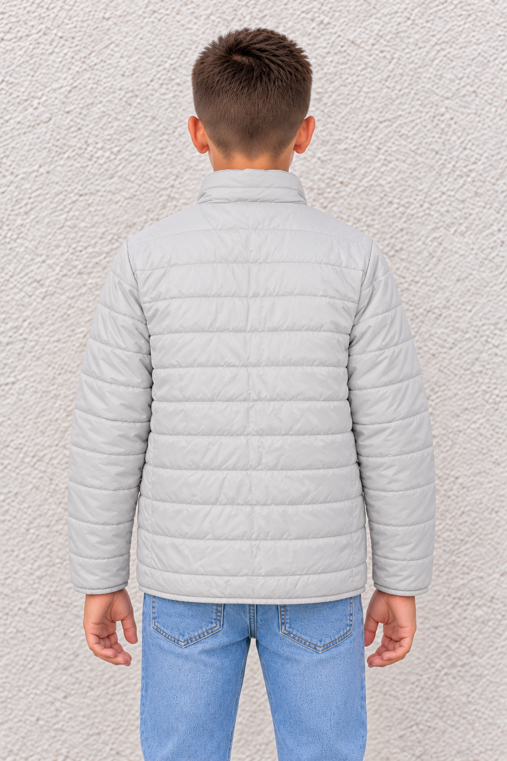 Junior Boy Mint & Stone Reversible Puffer Jacket – Quilted Woven Full-Zip Jacket