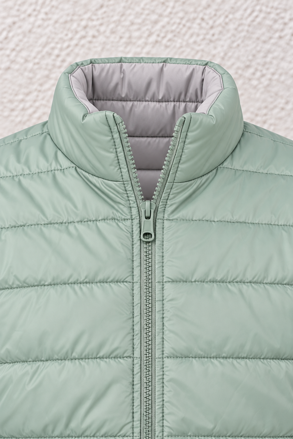 Junior Boy Mint & Stone Reversible Puffer Jacket – Quilted Woven Full-Zip Jacket