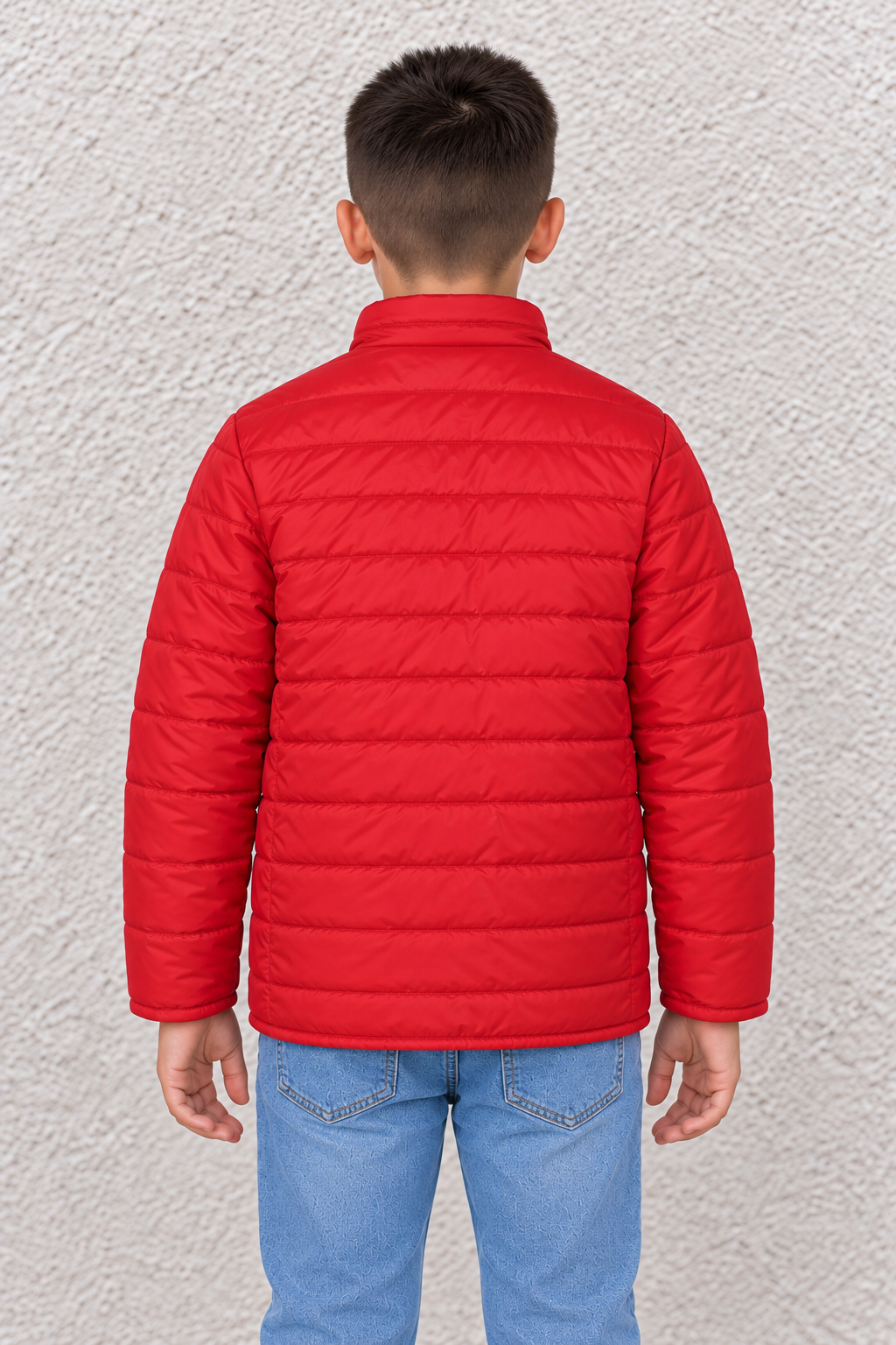 Junior Boy Red & Navy Reversible Puffer Jacket – Quilted Woven Jacket with Concealed Zip Pockets