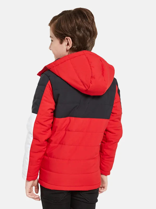 Octave Boys Red Colourblocked Sporty Jacket