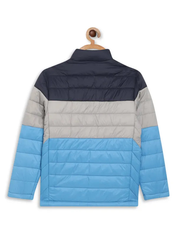 Octave Boys Navy Blue Colourblocked Padded Jacket With Patchwork