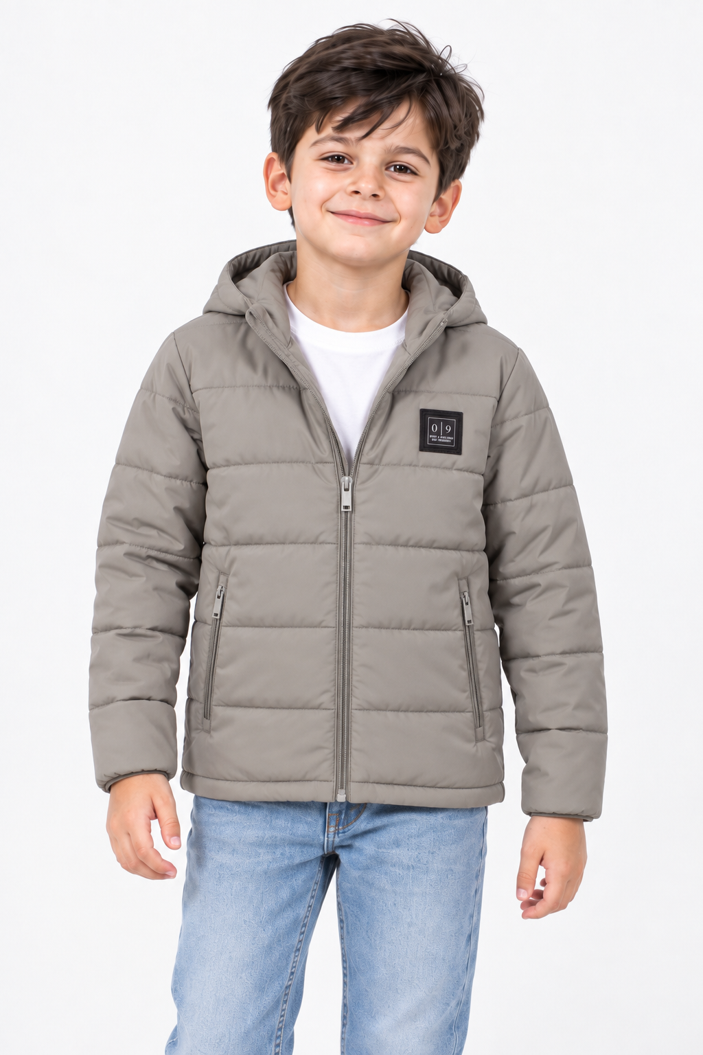 Junior Boys Woven Puffer Jacket – Regular Fit Hooded Full-Zip Quilted Winter Jacket